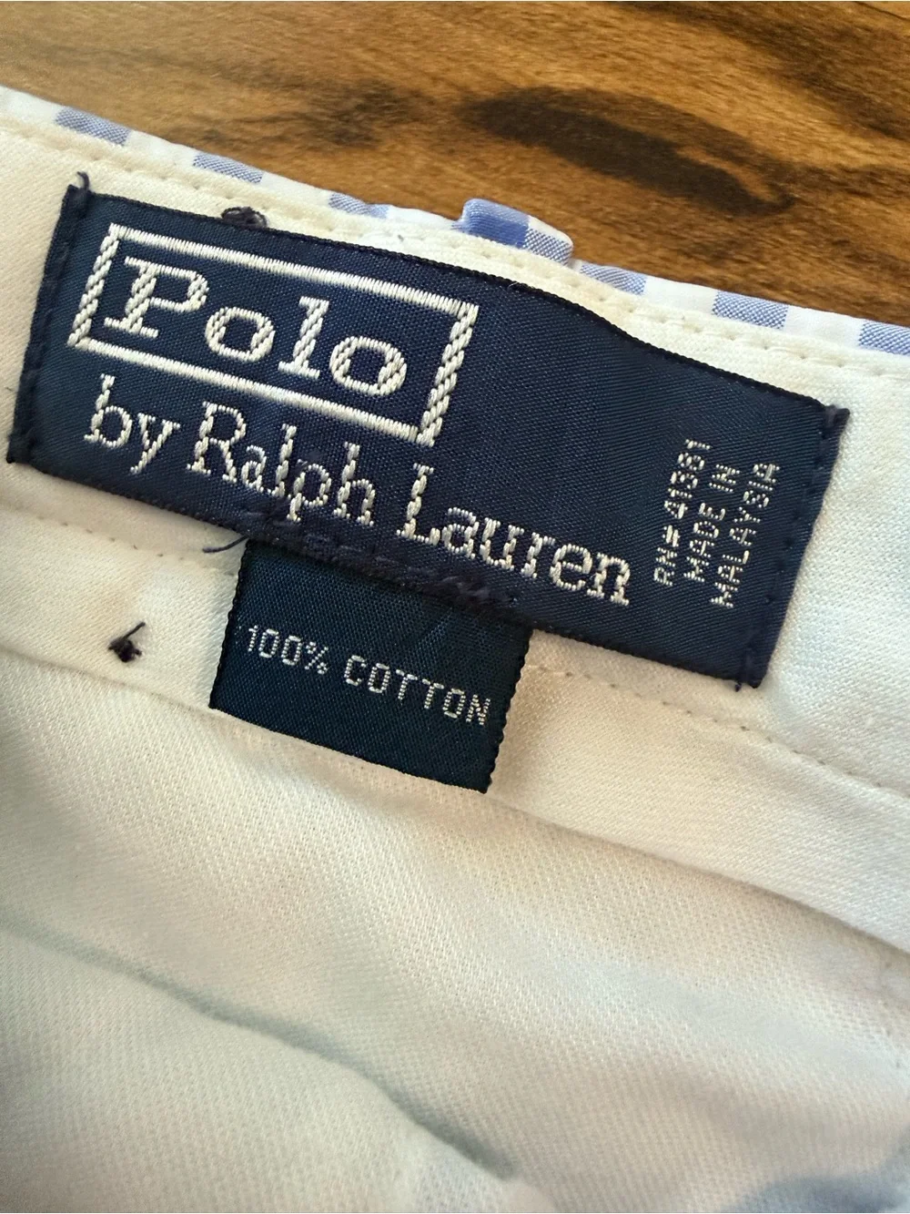 Polo by Ralph Lauren Blue White Gingham Check Shorts Men Size 34 Cotton Classic